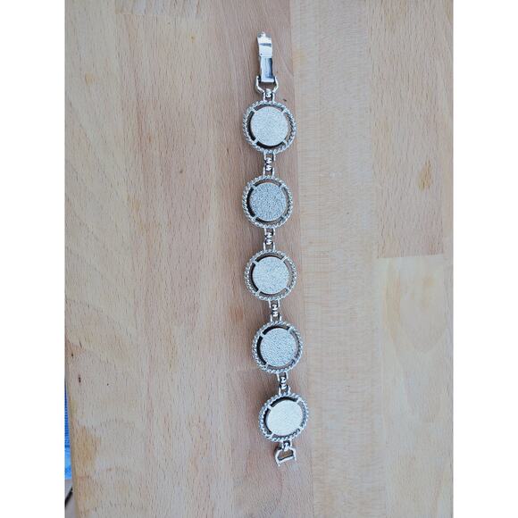 Sarah Cov COVENTRY Textured Round Link Silver Tone Bracelet 7in MEDIUM - Picture 8 of 12